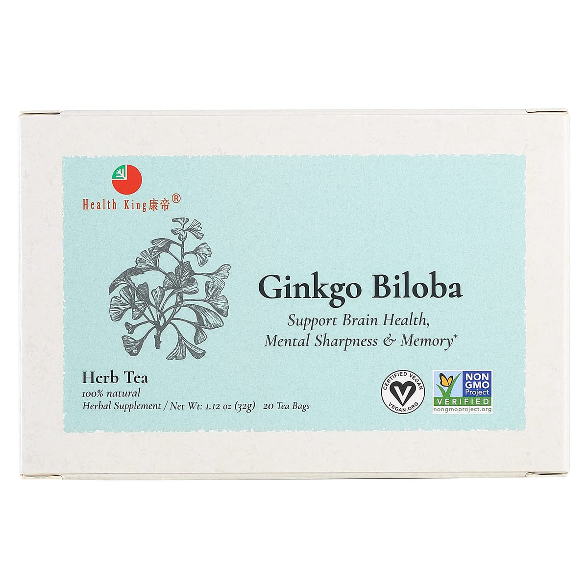Health King Ginkgo Biloba Herb Tea - 20 Teabags - image 5