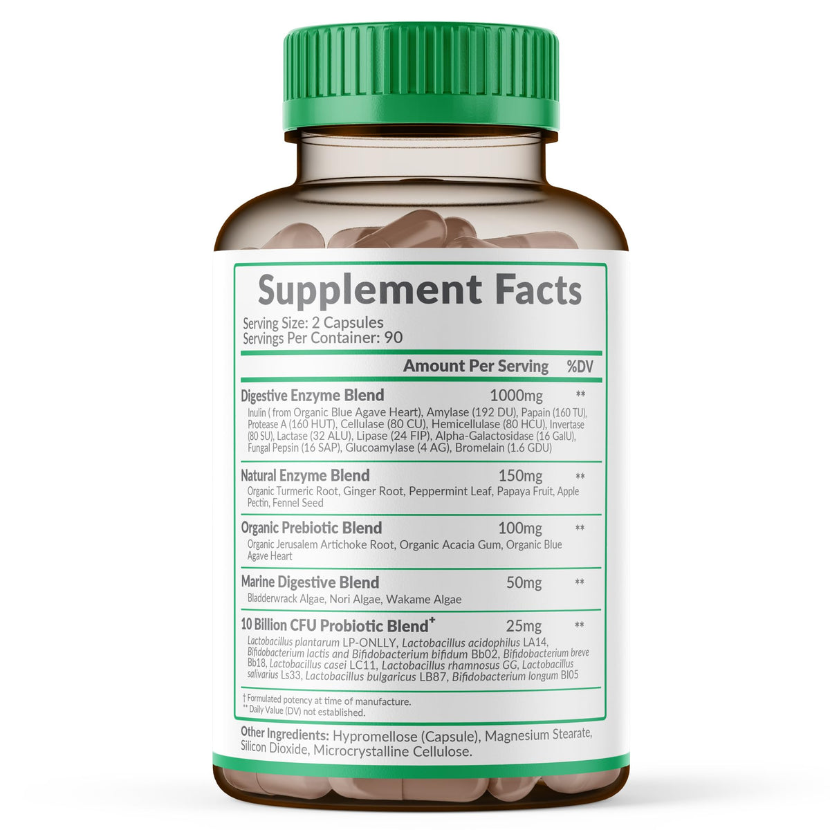 Wholesome Wellness Digestive Enzymes 1000MG with Probiotics - 180 Capsules - image 2