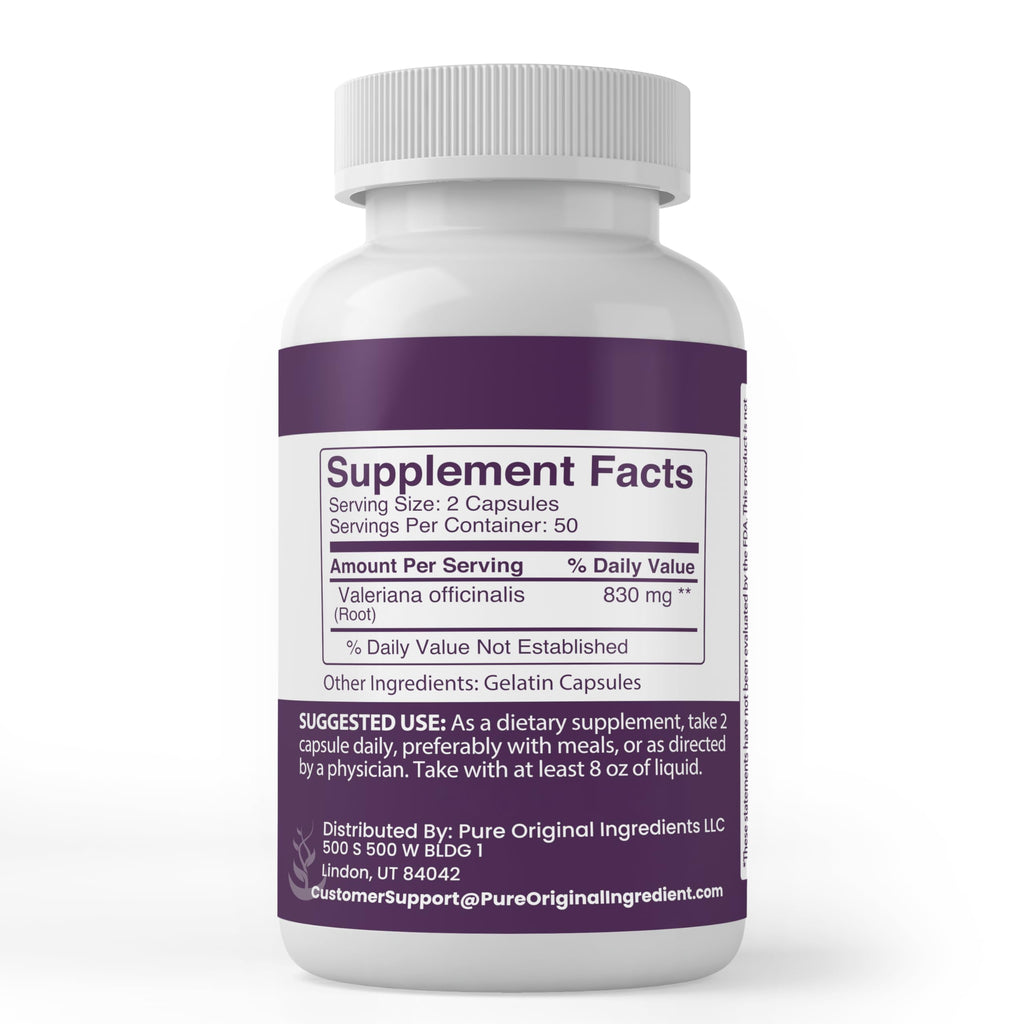 PURE ORIGINAL INGREDIENTS Valerian Root - 100 Capsules - image 2