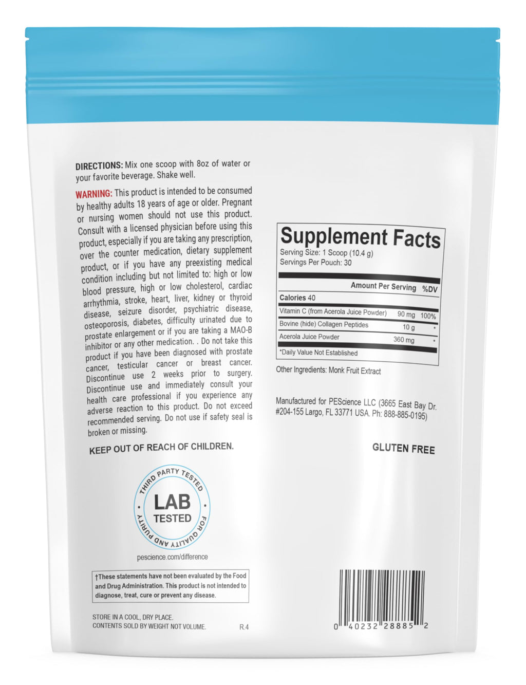 PEScience Collagen Peptides Powder Type I & III with Vitamin C - 11 oz - image 2