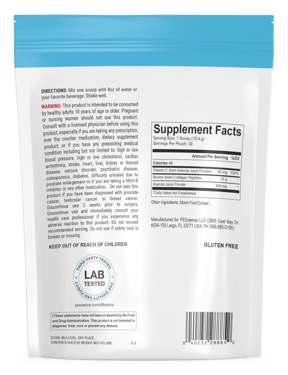PEScience Collagen Peptides Powder Type I & III with Vitamin C - 11 oz - image 2