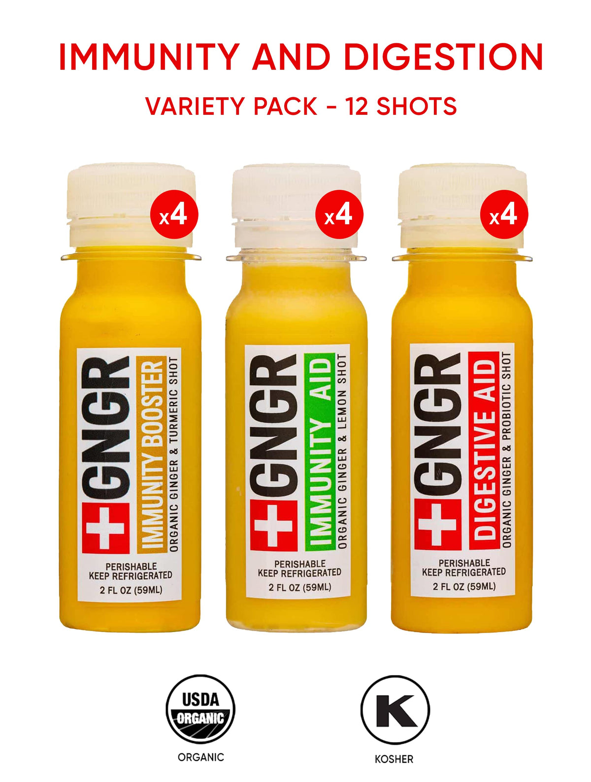 +GNGR 24 Shots Variety Pack of Organic Ginger Shots - Cold Pressed