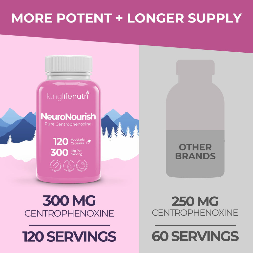 LongLifeNutri NeuroNourish Centrophenoxine 300mg - 120 Vegetarian Capsules - image 3
