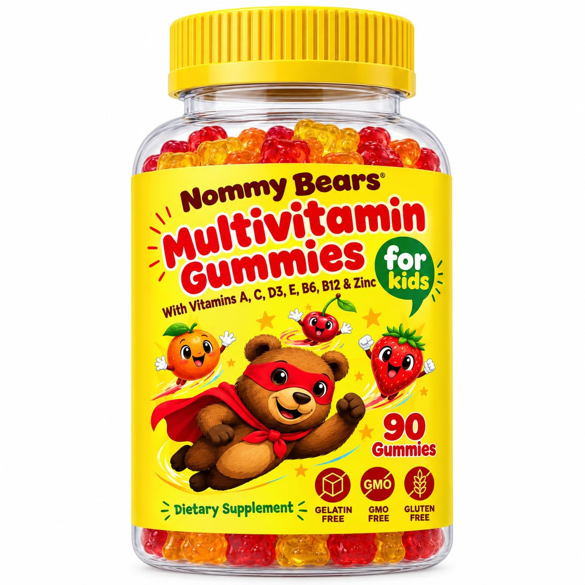 NOMMY BEARS Kids Multivitamin Gummies Age 2+ - 90 Gummies