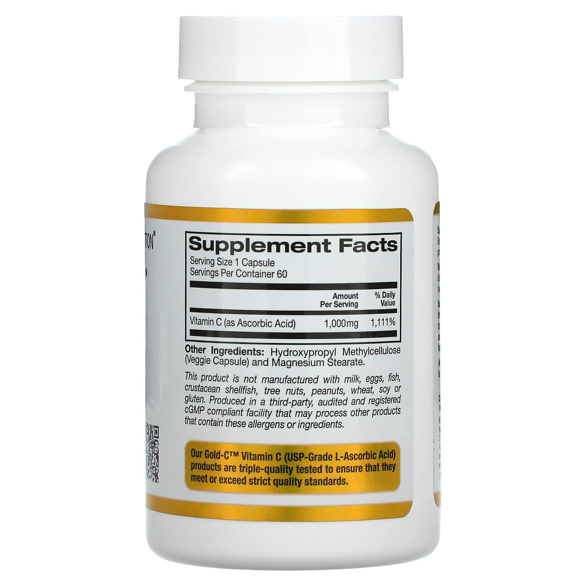California Gold Nutrition Gold C Vitamin C 1000 mg - 180 Vegetarian Capsules - image 3
