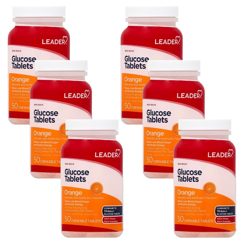 Leader Glucose Tablets Orange Flavor Energy Support - 50 Count