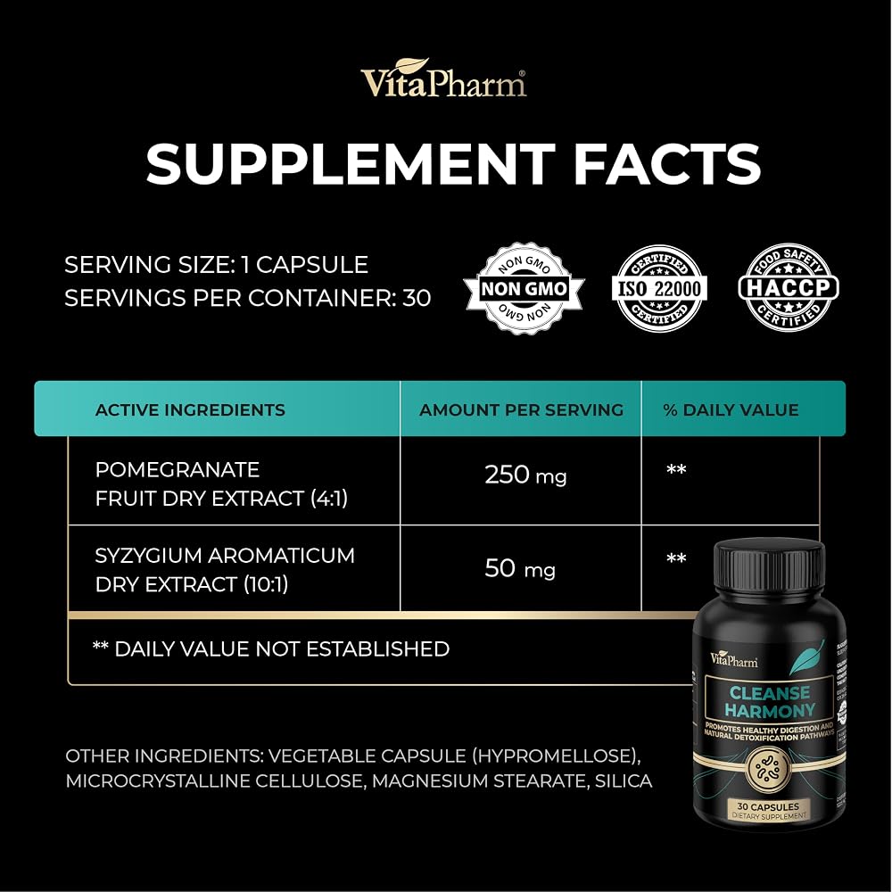 VitaPharm Digestive Cleanse Supplement Pomegranate & Clove - 30 Capsules - image 6