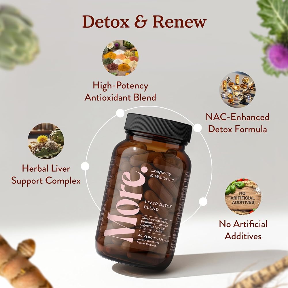 More. Longevity & Wellbeing Liver Detox Cleanse Supplement - 60 Capsules - image 4