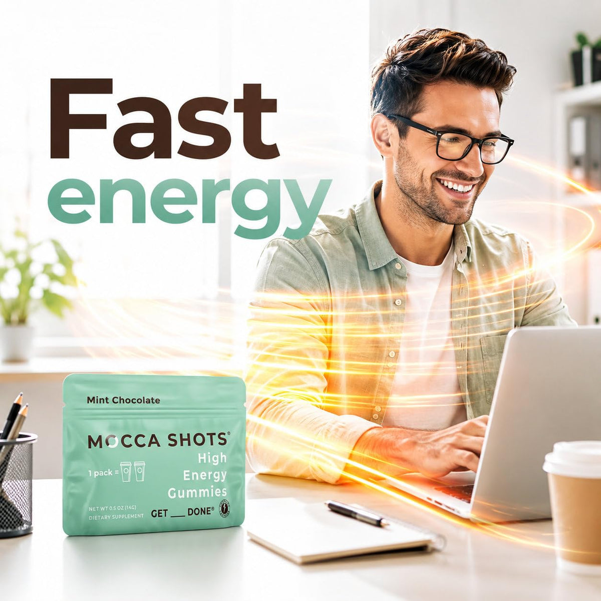 SGC Mocca Shots Caffeine Energy Gummies, 200mg