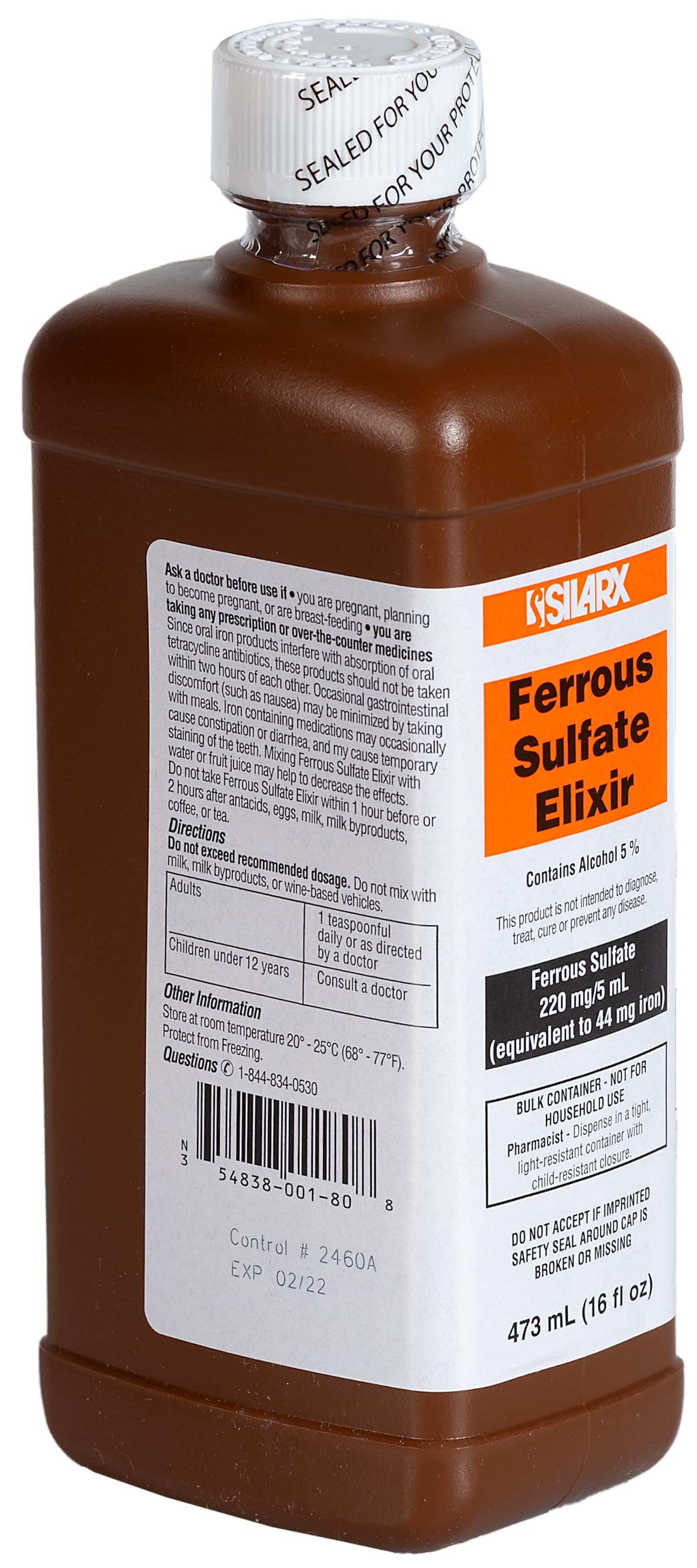 Silarx Ferrous Sulfate Iron Supplement Elixir 220mg - 32 Fl Oz - image 2