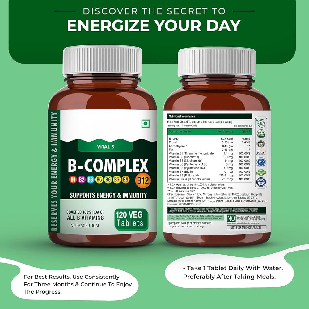 Generic Vitamin B Complex 100% RDA - 120 Vegetarian Tablets - image 4