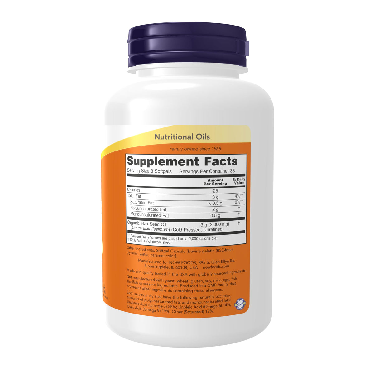 Now Supplements, Flax Oil 1,000 mg Made with Organic Flax Oil