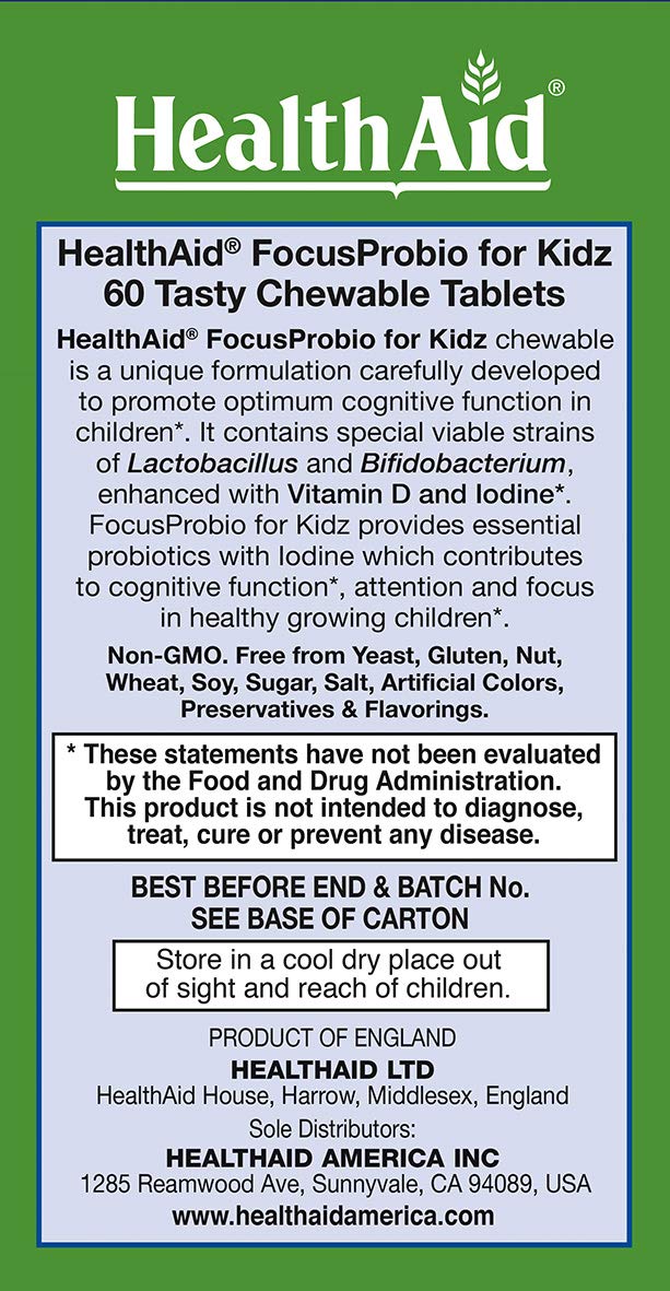 HealthAid FocusProbio Kidz Probiotic for Brain & Gut Health - 60 Tablets - image 2