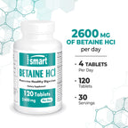Supersmart Betaine HCI 2600 mg Digestive Support - 120 Tablets - image 5