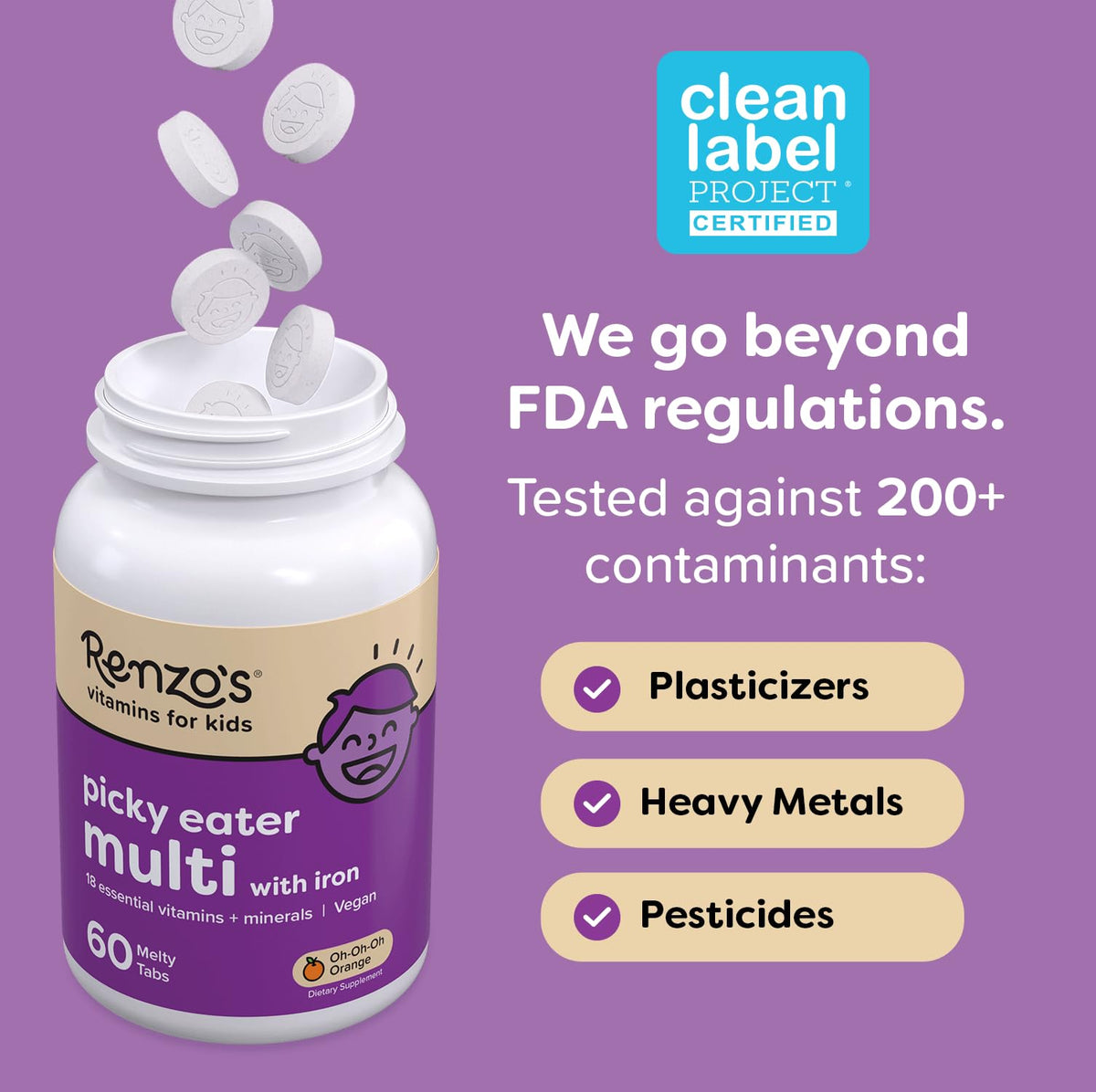 Renzo's Picky Eater Kids Multivitamin with Iron - 60 Tablets - image 6