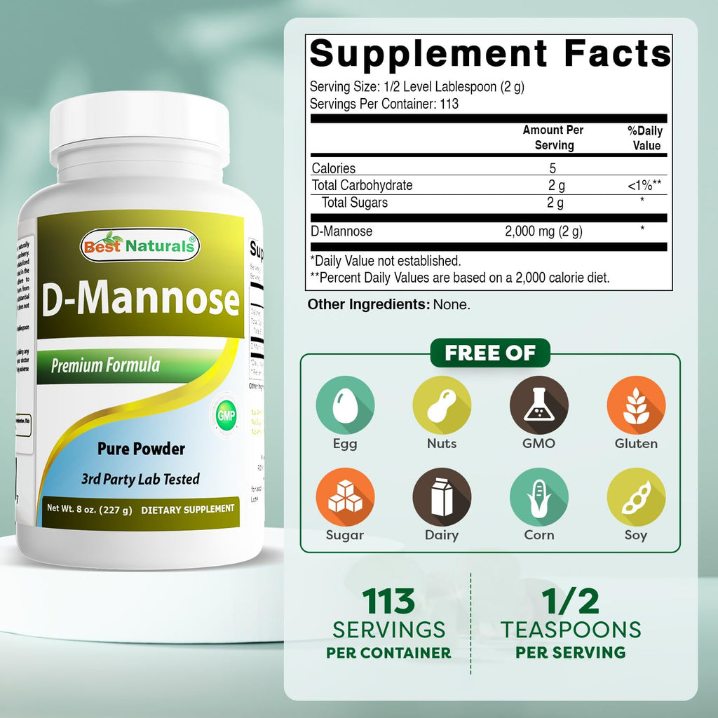 Best Naturals D-Mannose Pure Powder - 8 oz - image 2