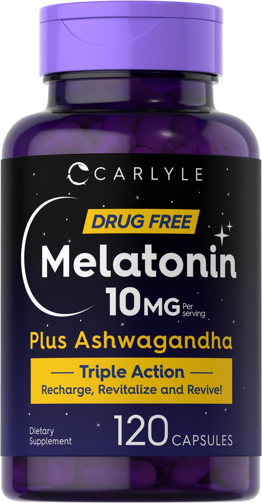 Carlyle Melatonin 10mg with Ashwagandha - 120 Capsules