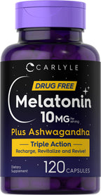 Carlyle Melatonin 10mg with Ashwagandha - 120 Capsules