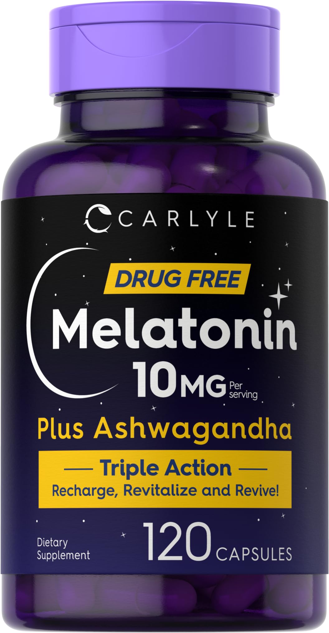 Carlyle Melatonin 10mg with Ashwagandha - 120 Capsules