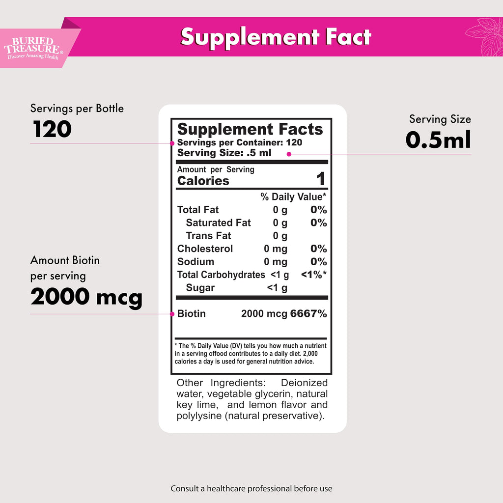 Buried Treasure Biotin Drops for Hair, Skin & Nails - 120 Servings - image 2