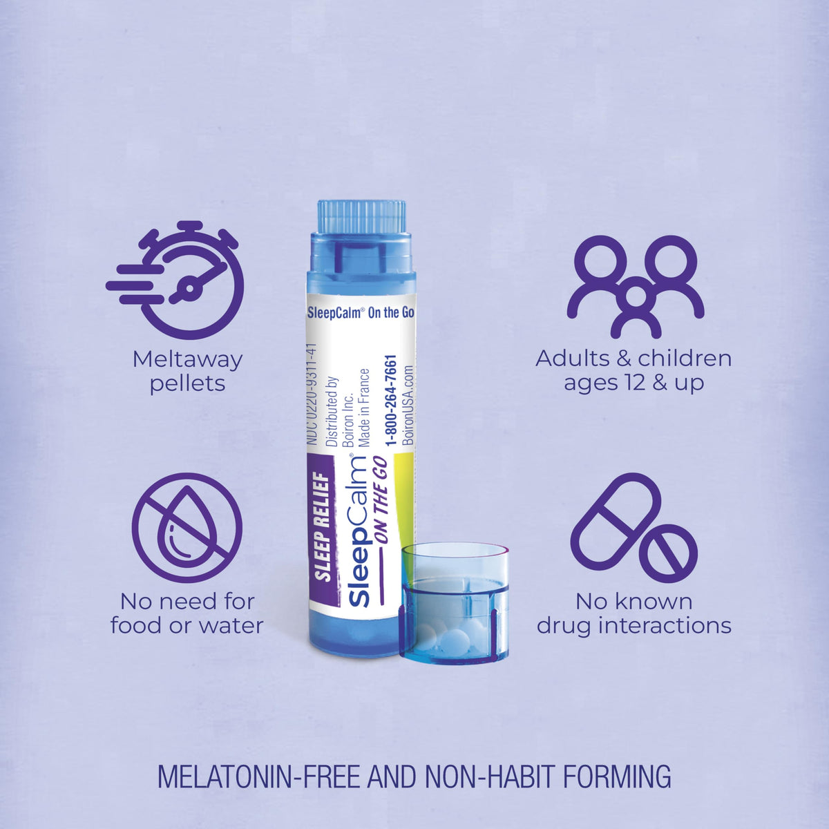Boiron SleepCalm On The Go Sleep Aid Melatonin-Free - 160 Pellets - image 4
