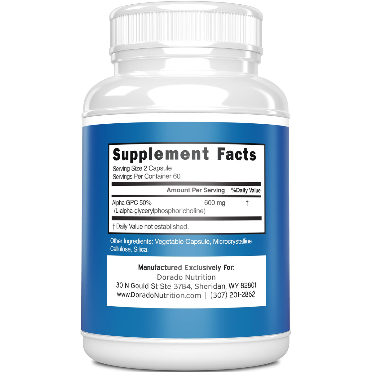 Dorado Nutrition Alpha GPC Choline 600mg - 120 Capsules - image 2
