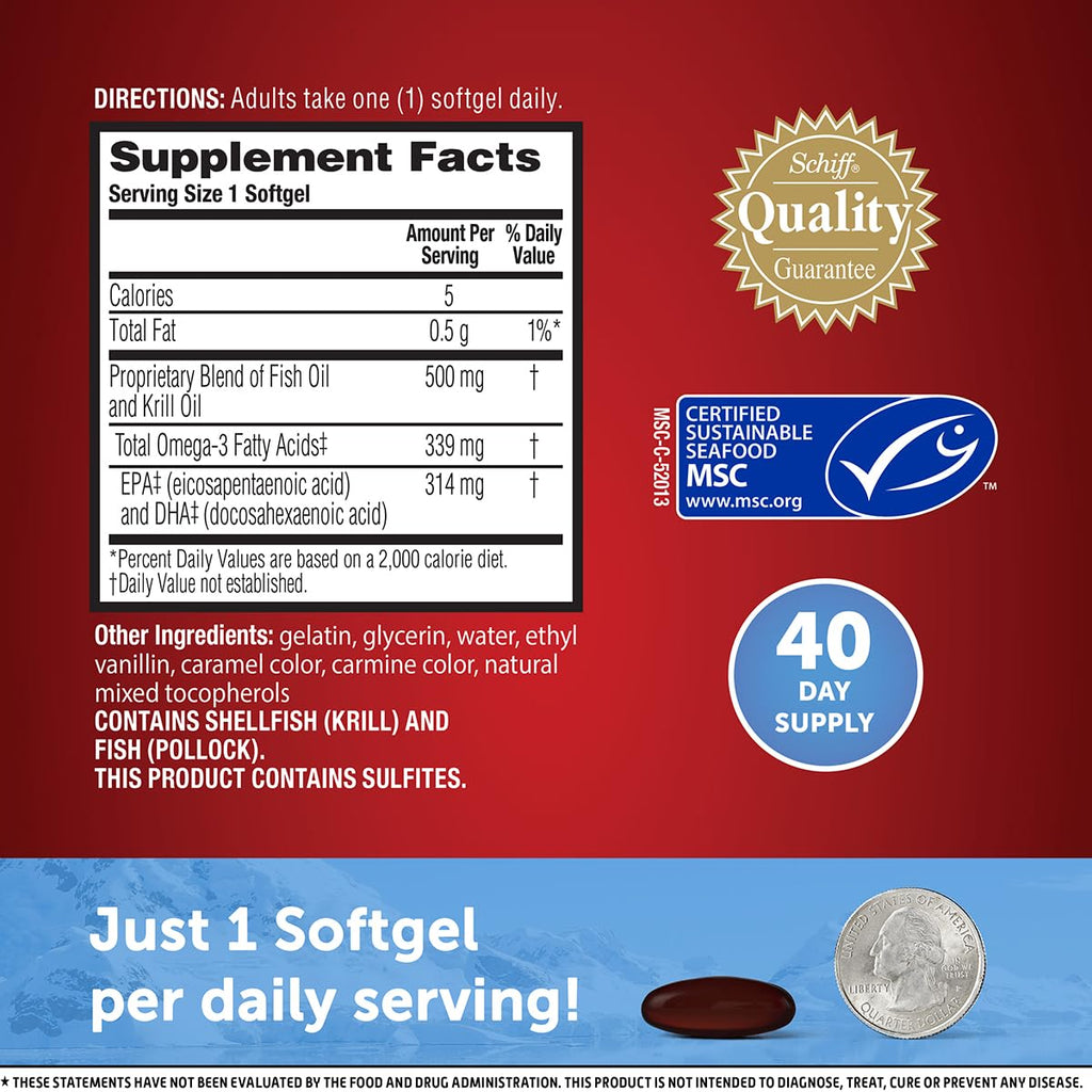 MegaRed Advanced 4in1 Omega-3 Fish & Krill Oil 500mg - 40 Softgels - image 9