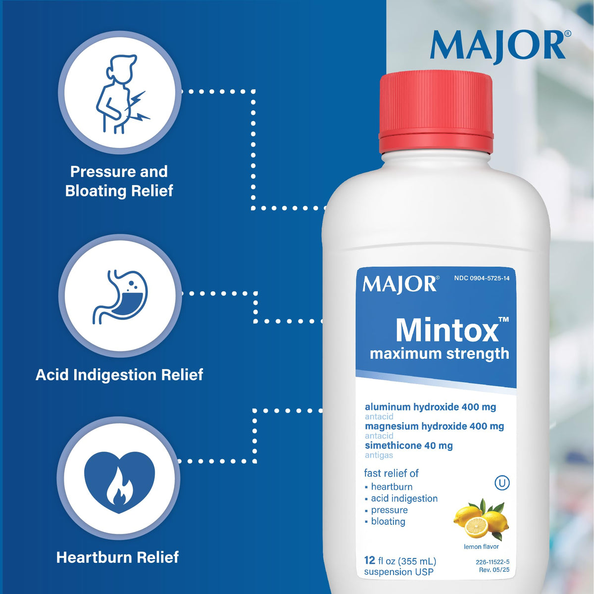 MAJOR Mintox Maximum Strength Antacid/Antigas Liquid - 12 Fl Oz (4 Pack) - image 4