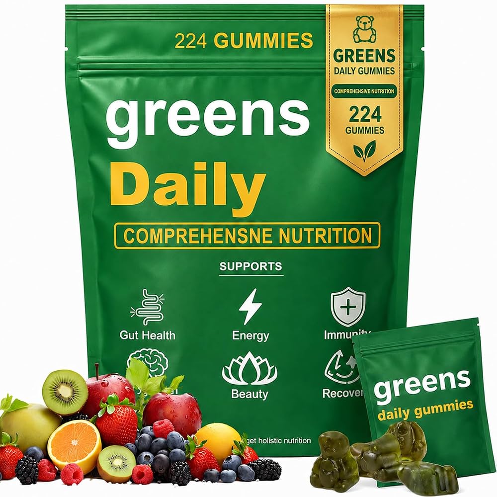 oviaapo Greens Daily Gummies with Chlorella & Spirulina - 224 Gummies