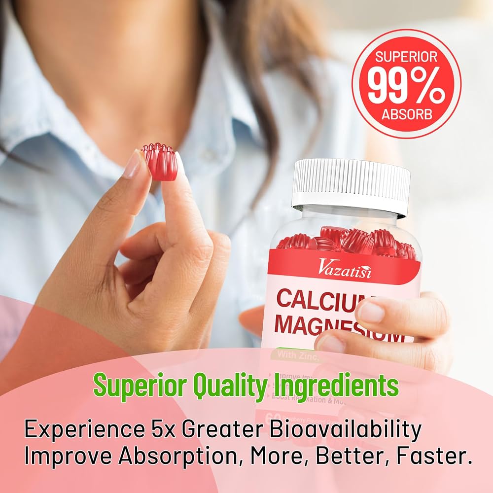 Vazatisi Calcium Magnesium Zinc Gummies with Vitamin D3 & K2 - 120 Gummies - image 6