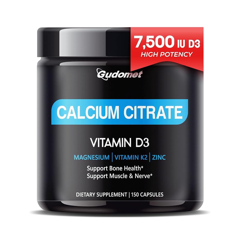 GUDOMET Calcium Citrate with D3 K2 Magnesium & Zinc - 150 Capsules