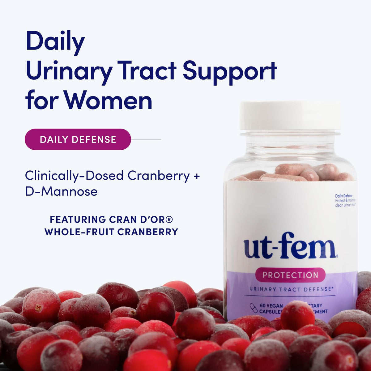 UT-Fem Protection Cranberry Capsules with D-Mannose - 60 Capsules - image 2