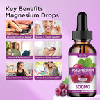 2 Pack Magnesium Glycinate Liquid Drops, Magnesium Glycinate Supplement 500mg with Calcium, Zinc, Vitamin B6, D3, L-Theanine, Omega 3 for Sleep, Mood, Stress Relief, Bone, Muscle, Grape Flavor 4 Fl Oz - image 3
