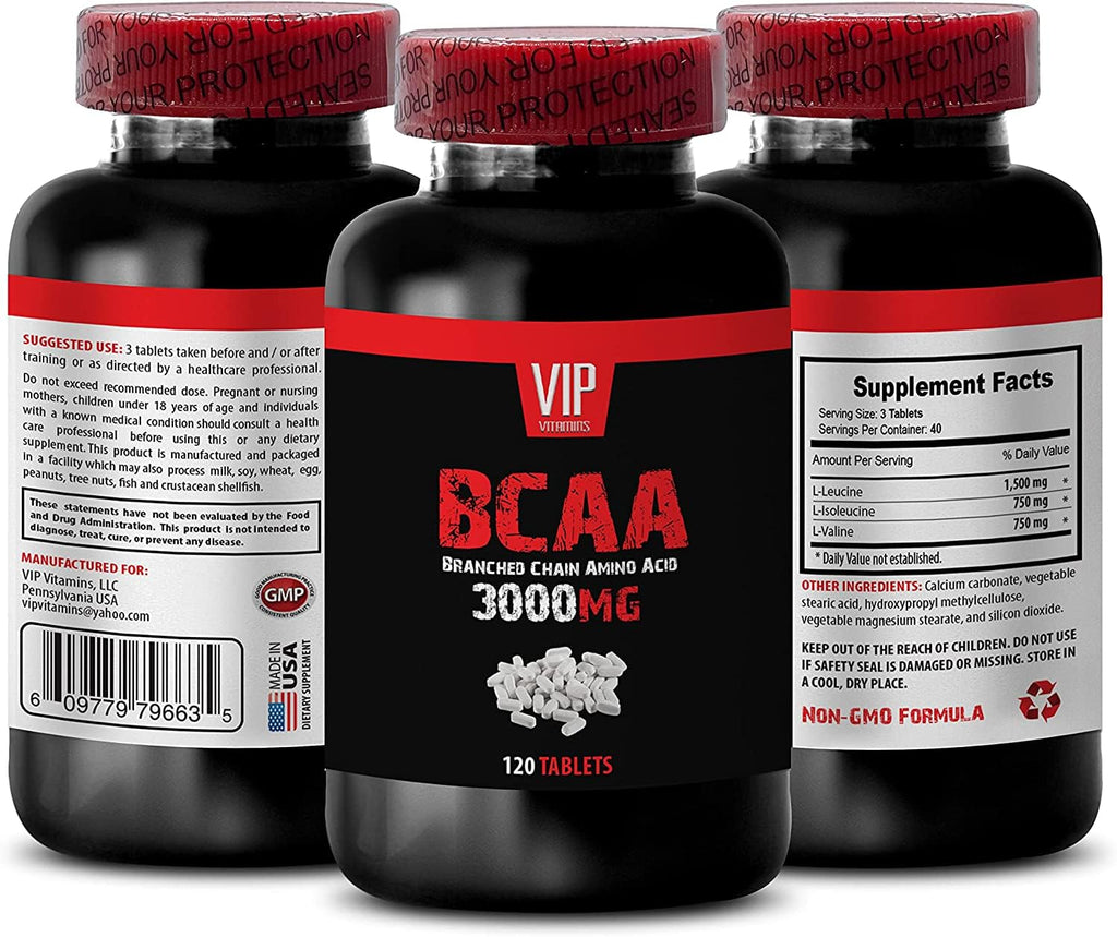 VIP Supplements BCAA 3000 MG Branched Chain Amino Acid - 120 Tablets