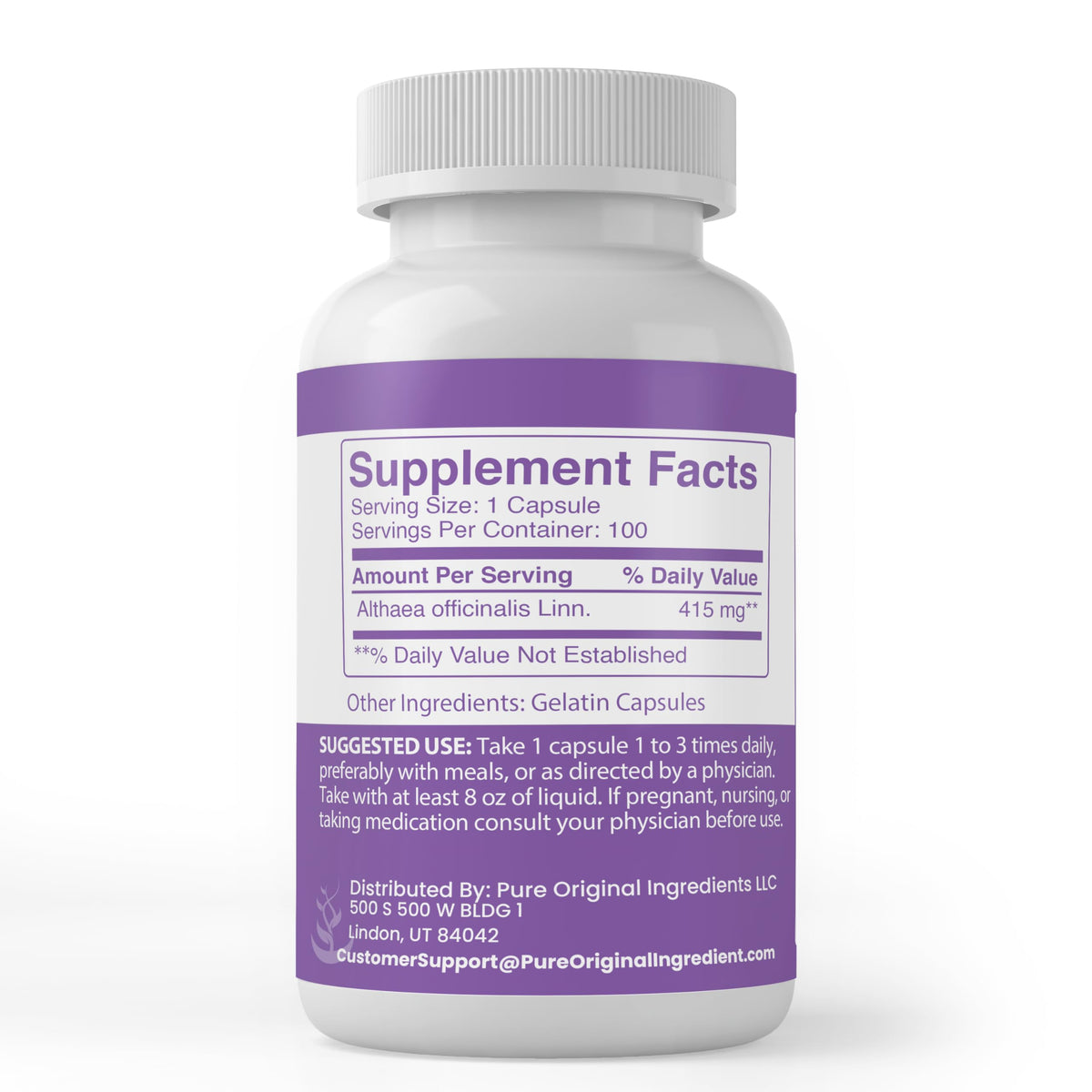 PURE ORIGINAL INGREDIENTS Marshmallow Root No Magnesium Or Rice