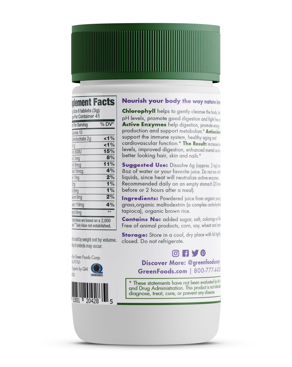 Green Foods Green Magma Barley Grass Supplement - 250 Tablets - image 2