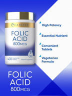 Carlyle Folic Acid 800 mcg - 400 Vegetarian Tablets - image 4