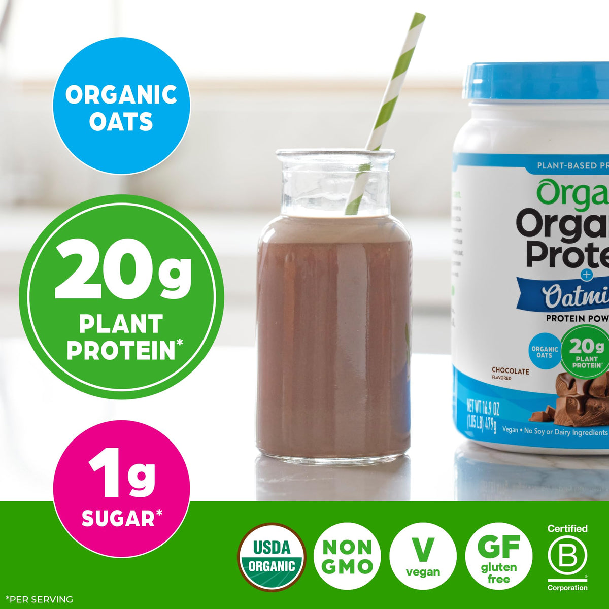 Orgain Organic Vegan Protein Powder + Oat Milk - 20g Plant Based