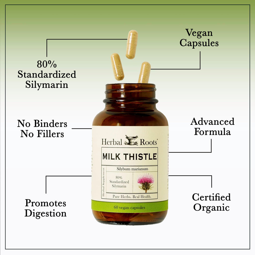 Herbal Roots Organic Milk Thistle Capsules Liver Support - 60 Vegan Capsules - image 4