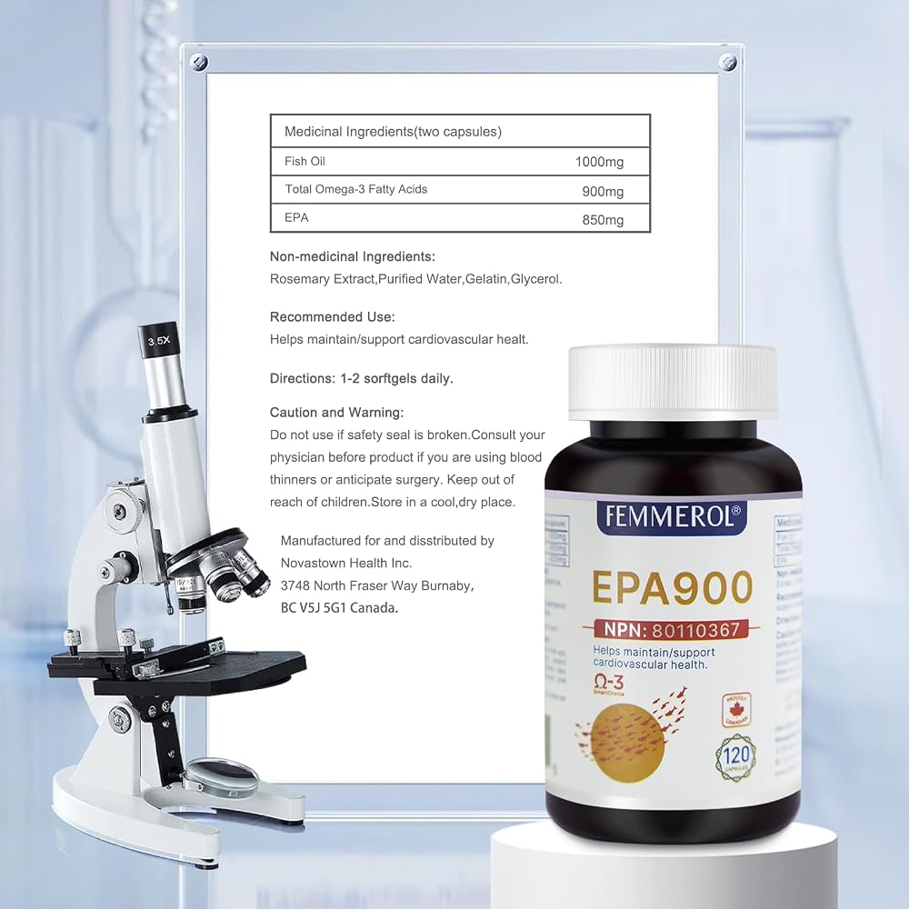 FEMMEROL Omega-3 EPA 900 Fish Oil - 120 Capsules - image 6