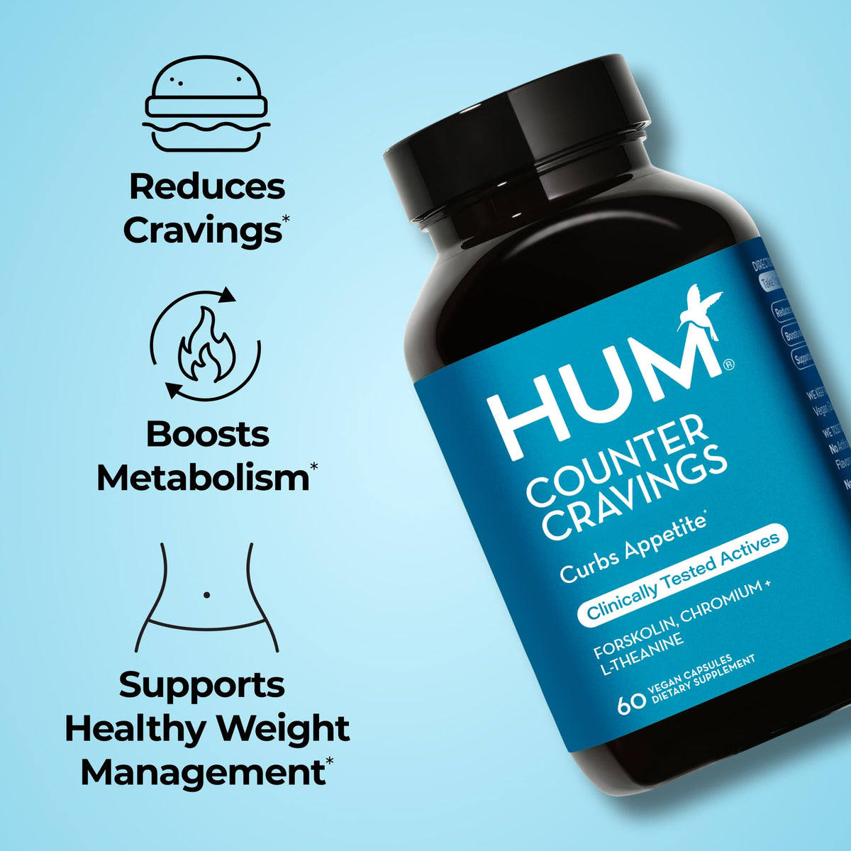 HUM Counter Cravings Chromium & L-Theanine Appetite Support - 60 Capsules - image 2