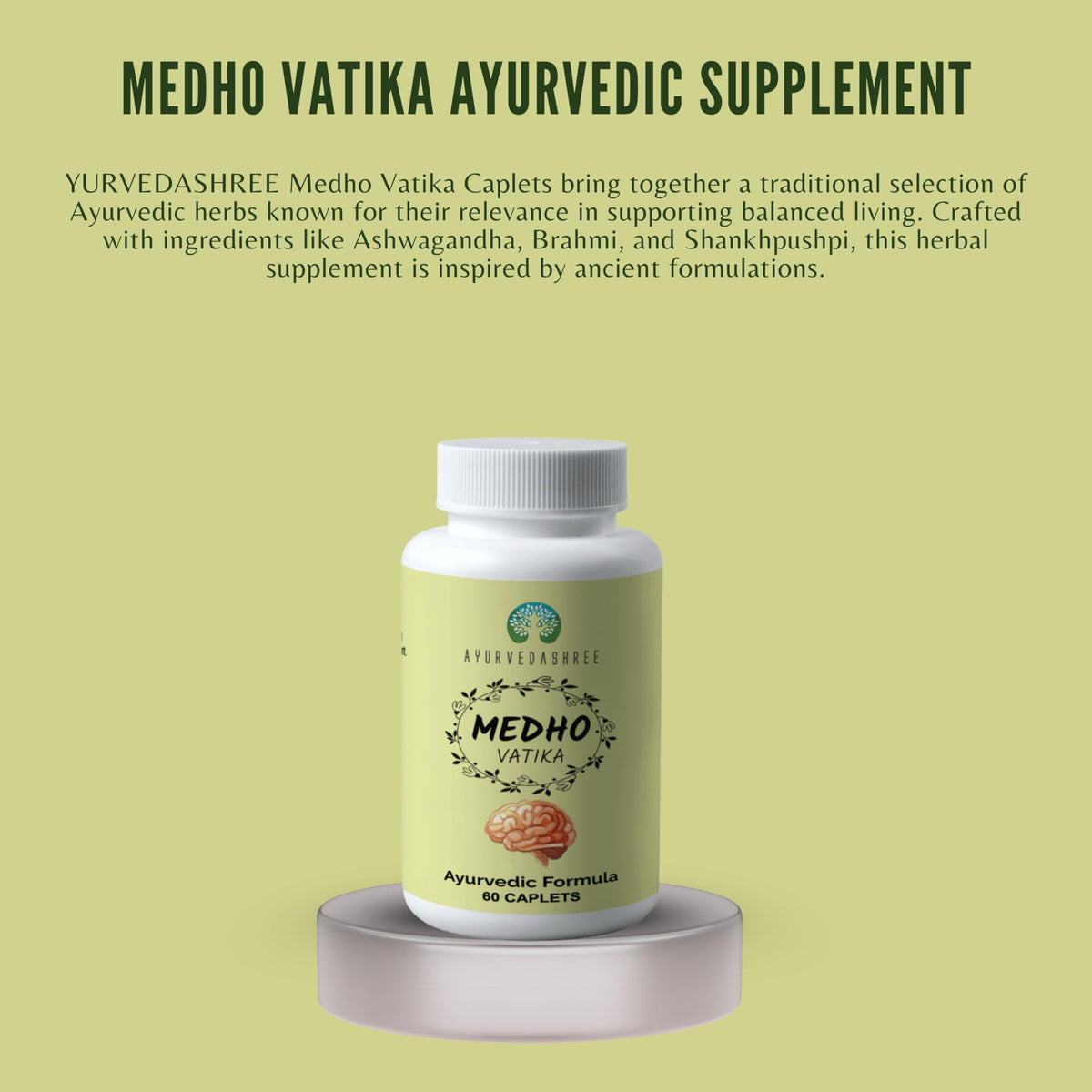 AYURVEDASHREE Medho Vatika Herbal Supplement - 60 Caplets - image 2