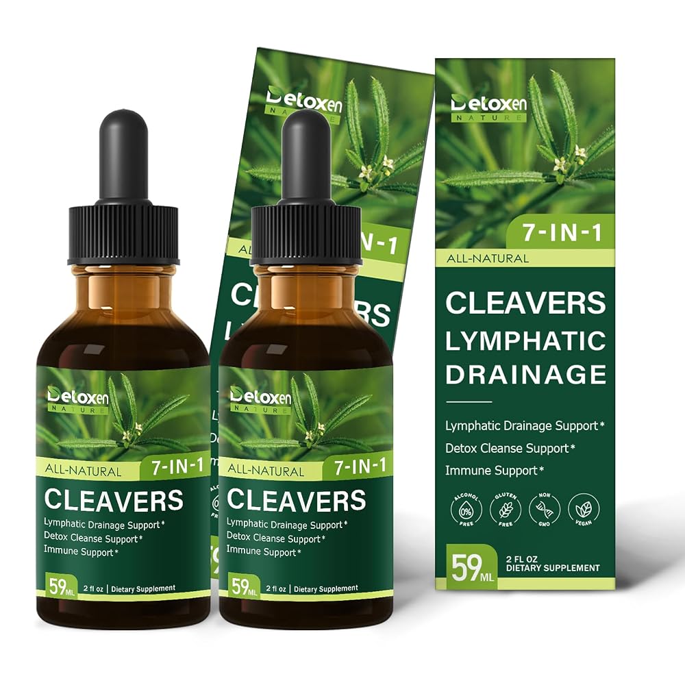 DetoxenNATURE Cleavers Liquid Drops for Lymphatic Drainage Support