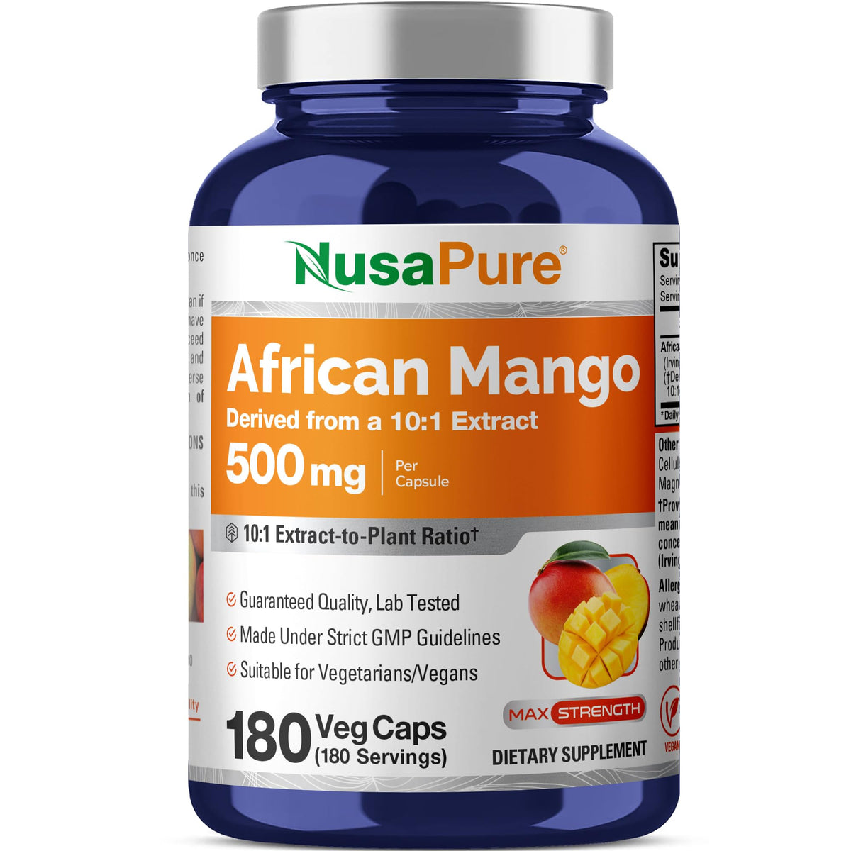 NusaPure African Mango 500 mg - 180 Vegetarian Capsules