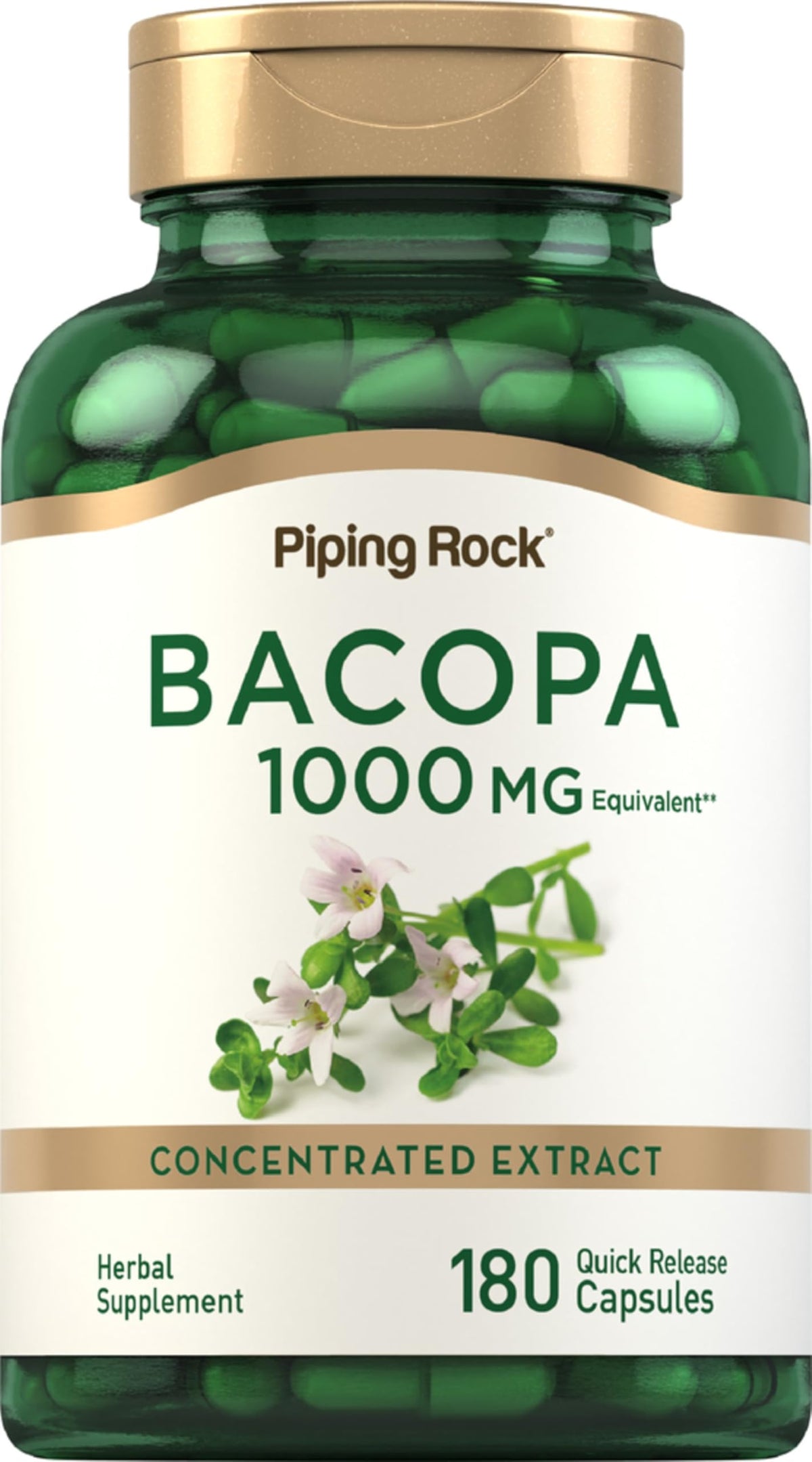 Piping Rock Bacopa Monnieri Herbal Extract - 180 Capsules
