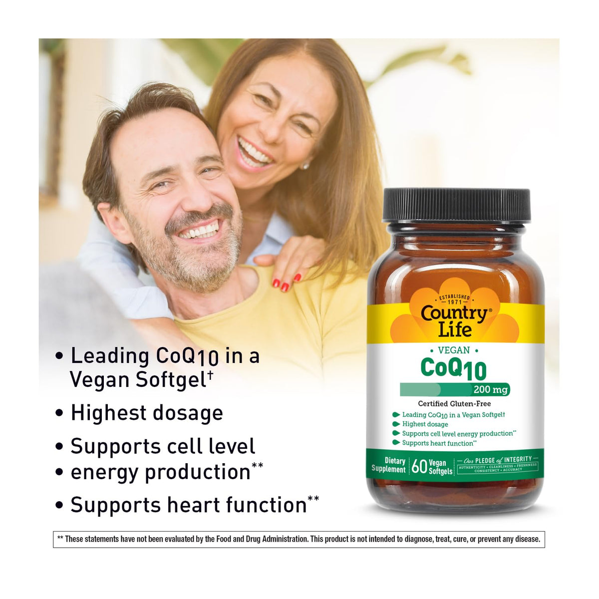 Country Life Simply CoQ10 200mg Heart & Energy Support - 60 Softgels - image 2