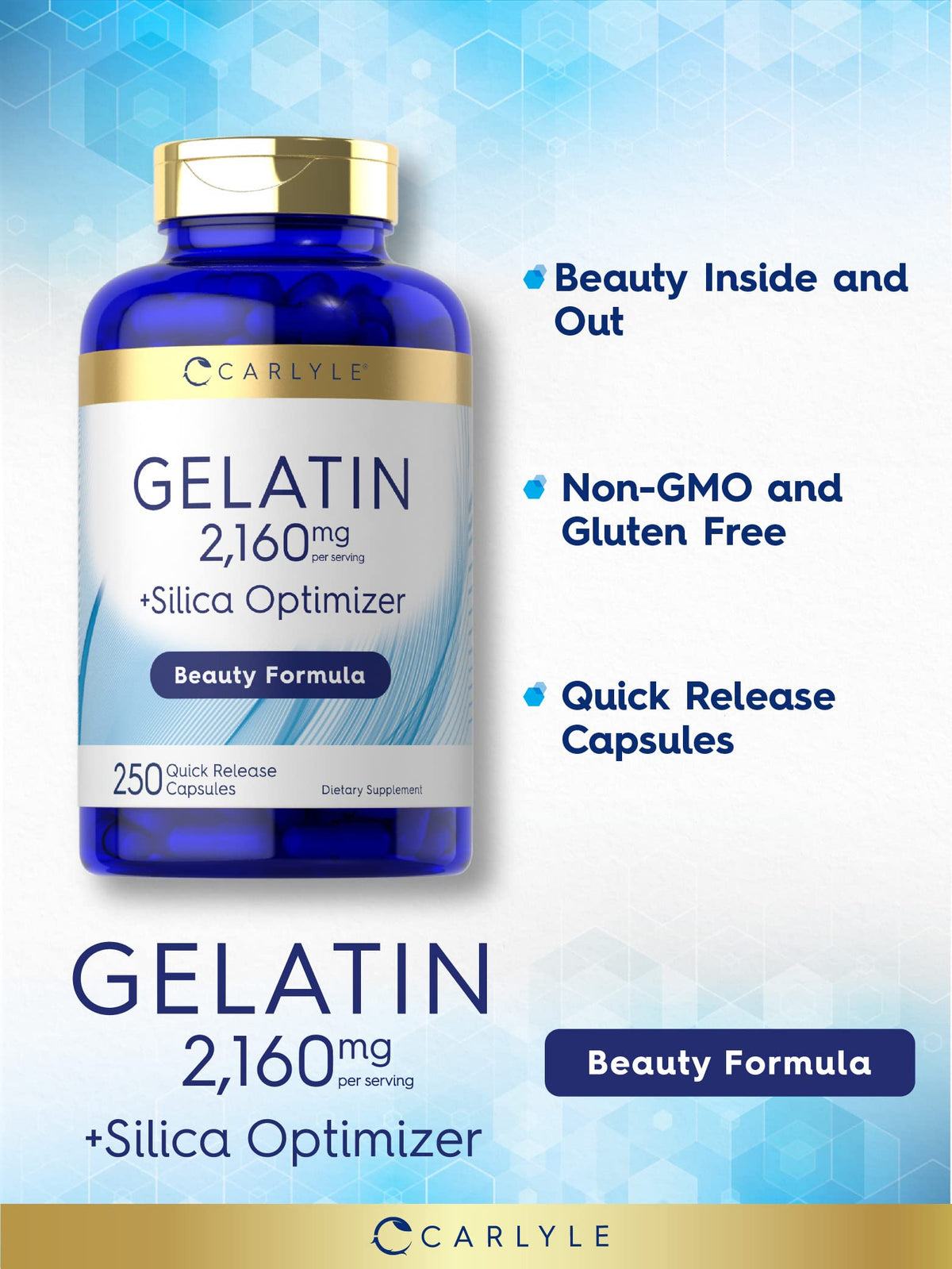Carlyle Gelatin Capsules with Silica Optimizer - 250 Count - image 3