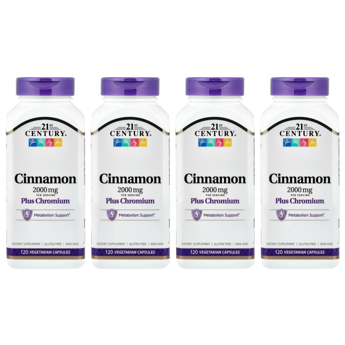 Pousutong 21st Century Cinnamon Plus Chromium Vegetarian Capsules - 480 Count