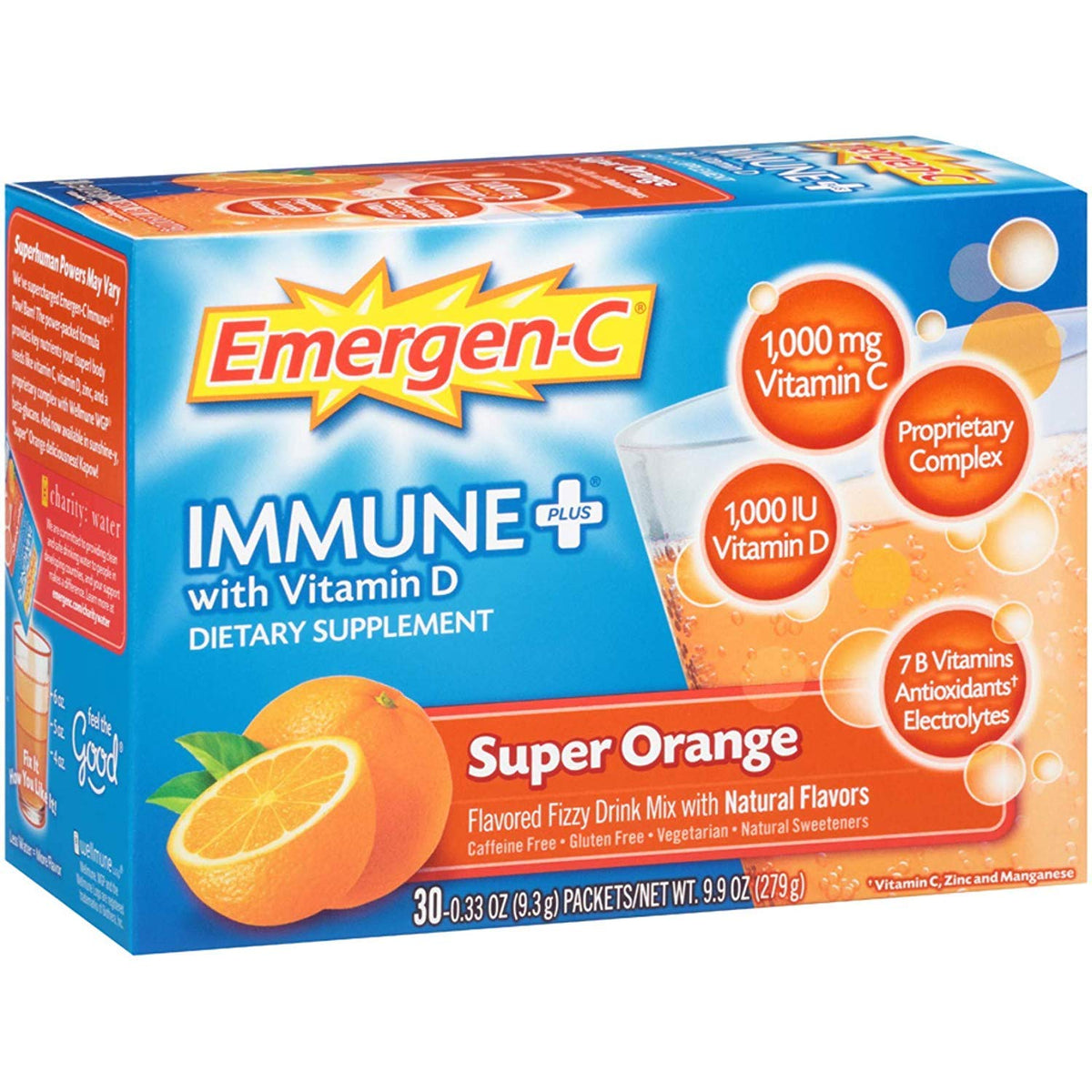 Emergen-C Immune Plus Super Orange Fizzy Drink Mix - 30 Packets