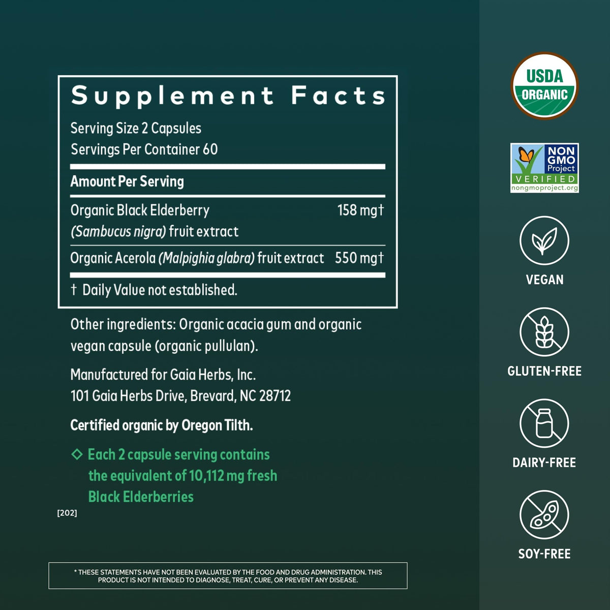 Gaia Herbs Black Elderberry Immune Support - 120 Capsules - image 2